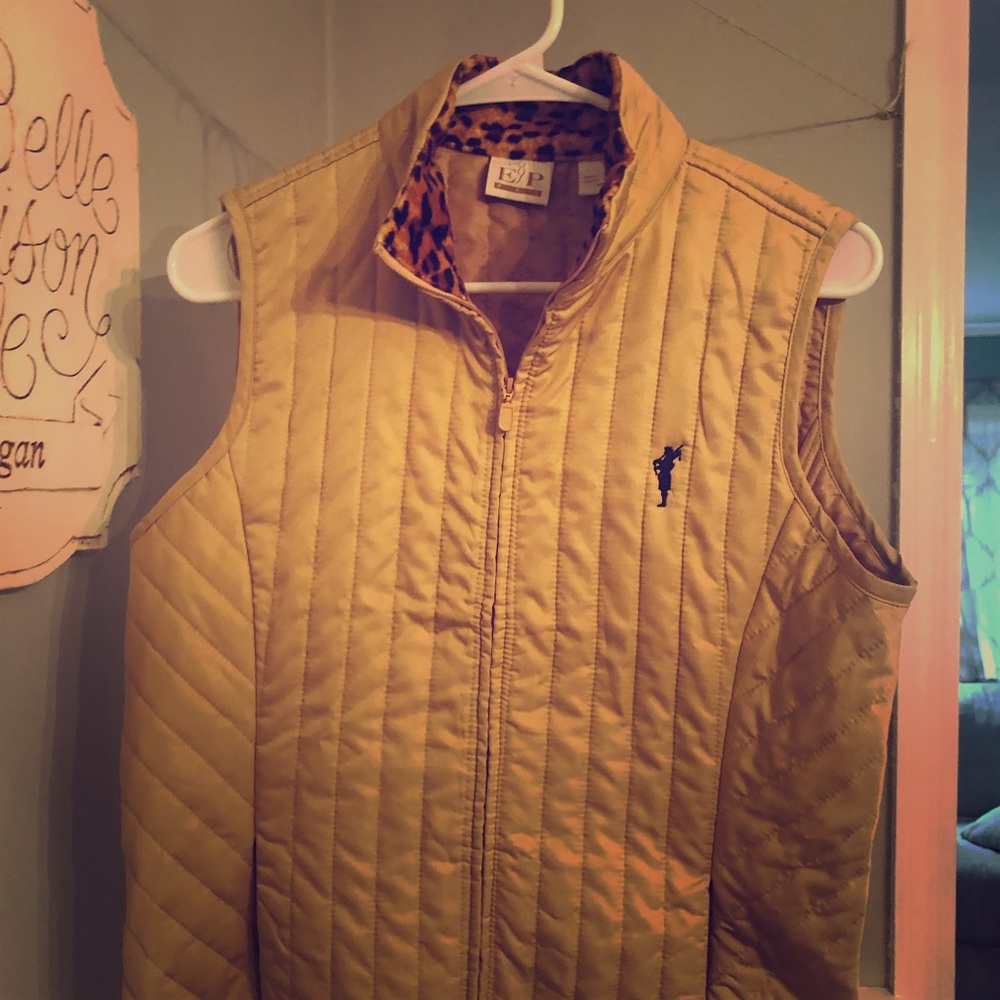 EP Pro Golf size M Quilted Vest w Leopard Collar